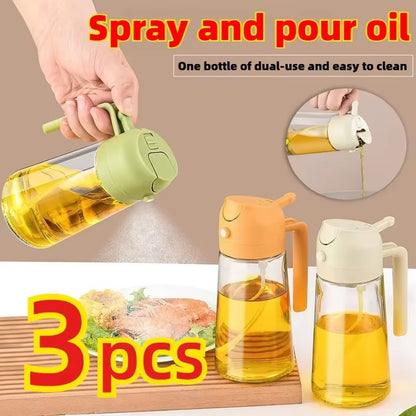 2In1 500Ml Plastic Spray Oil Sprayer Bottle Spray Oil Dispenser Oil Jar Cruet BBQ Kitchen Baking Roasting Picnic Kitchen Tool
