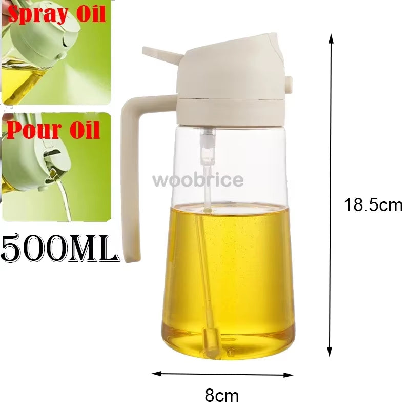 2In1 500Ml Plastic Spray Oil Sprayer Bottle Spray Oil Dispenser Oil Jar Cruet BBQ Kitchen Baking Roasting Picnic Kitchen Tool