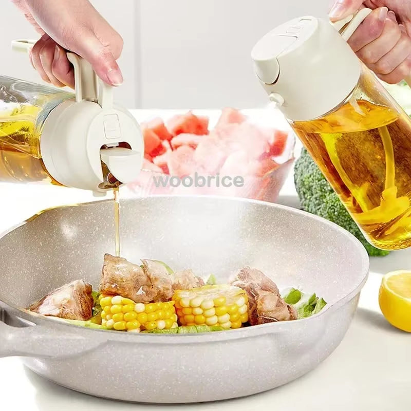 2In1 500Ml Plastic Spray Oil Sprayer Bottle Spray Oil Dispenser Oil Jar Cruet BBQ Kitchen Baking Roasting Picnic Kitchen Tool