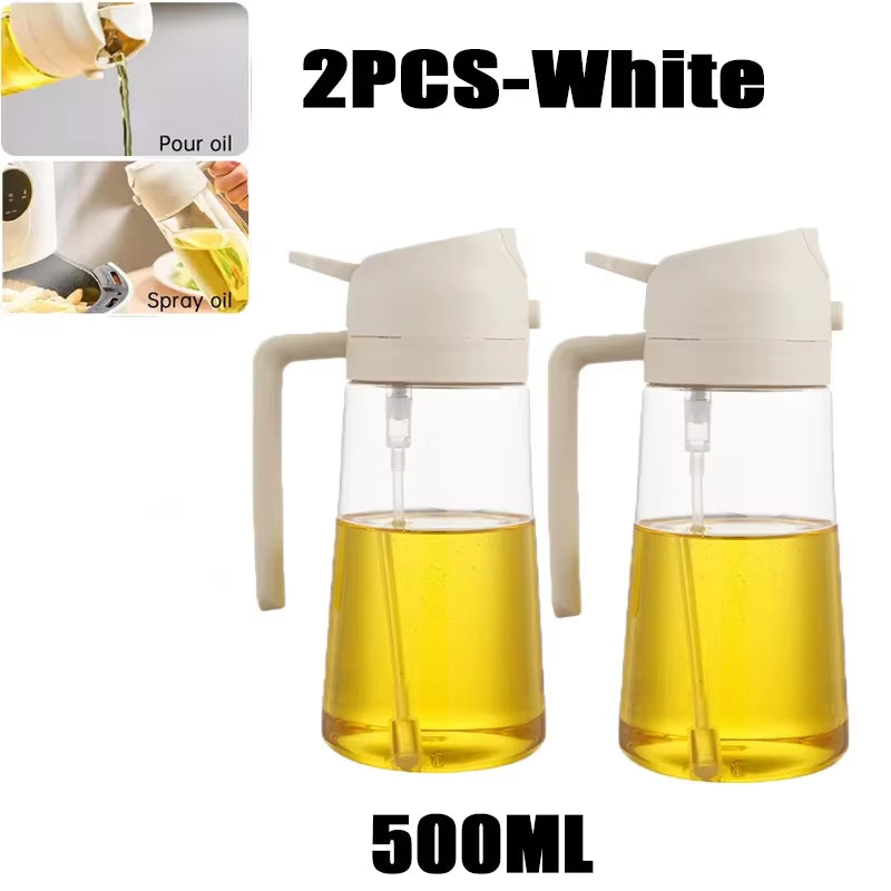 2In1 500Ml Plastic Spray Oil Sprayer Bottle Spray Oil Dispenser Oil Jar Cruet BBQ Kitchen Baking Roasting Picnic Kitchen Tool